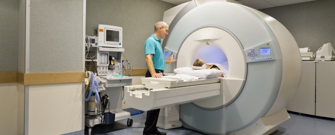 CT scanner with patient and doctor