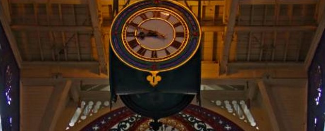 The clock and the ceiling of one hall, Smithfield meat market