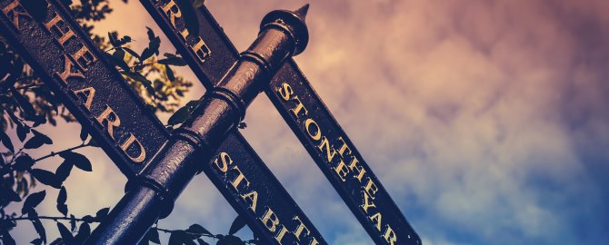 Sign Directions With Dramatic Sky Background