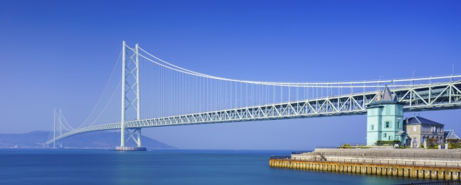 Akashi Kaikyo Bridge the world's longest suspension bridge, Kobe, Japan