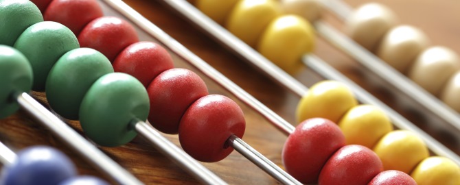 Abacus with multi colored beads concept for education or calculating