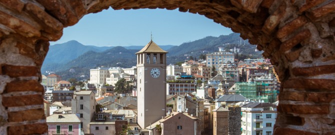 View of the city of Savona (Italy) from the castle "Priamar"